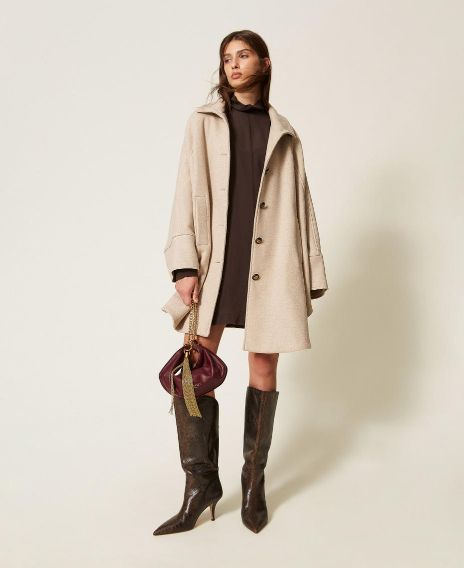 Robe courte en cr&ecirc;pe de Chine Marron Deep Brown Femme 262TF2051_13611_T0