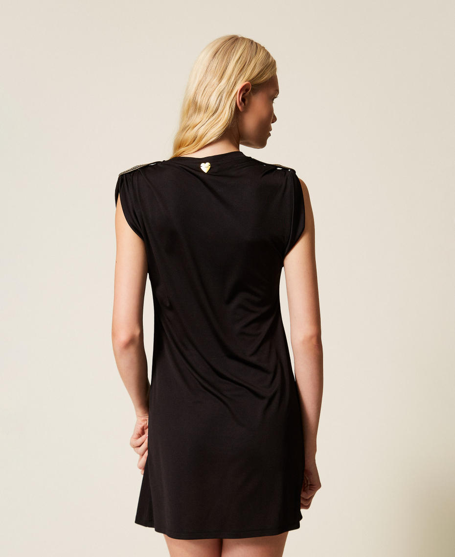 Short dress with sequin embroidery Black Woman 261LB2SBB_00006_04