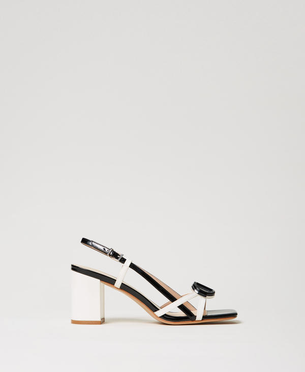 Faux patent leather multicolour sandals