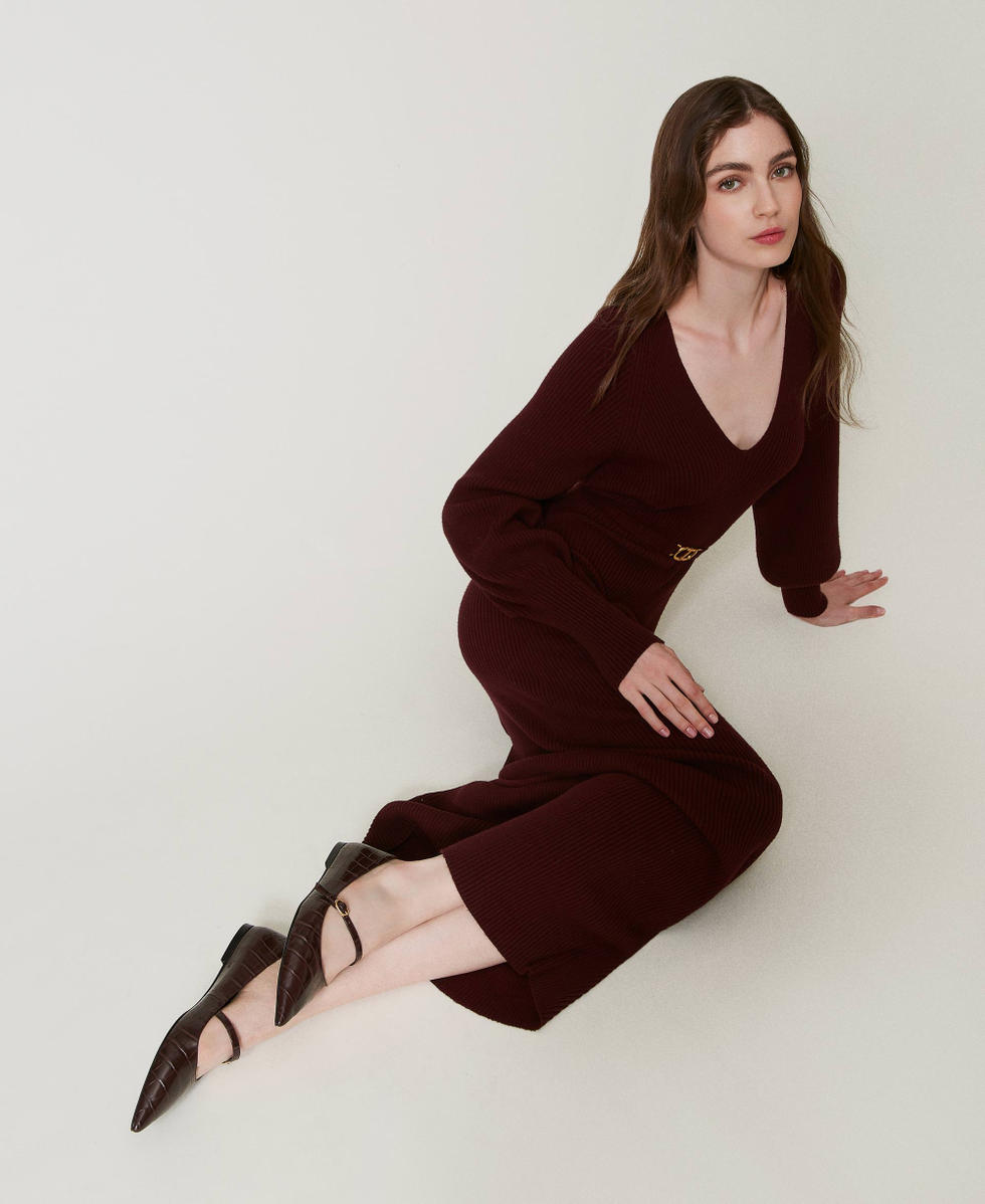 Croc print ballet flats Woman, Brown | TWINSET Milano