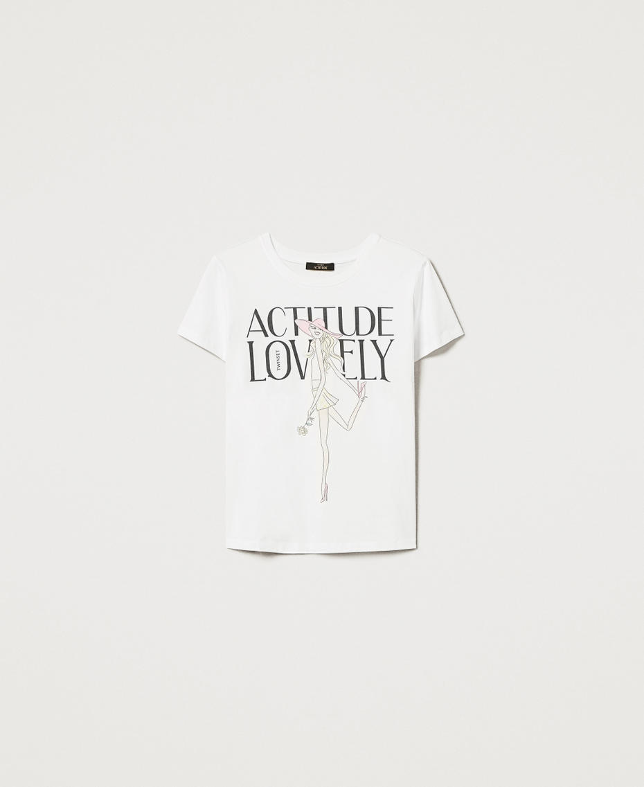 Printed t-shirt with logo Papers/Lovely Girl Print Woman 251AX2121_12490_S0