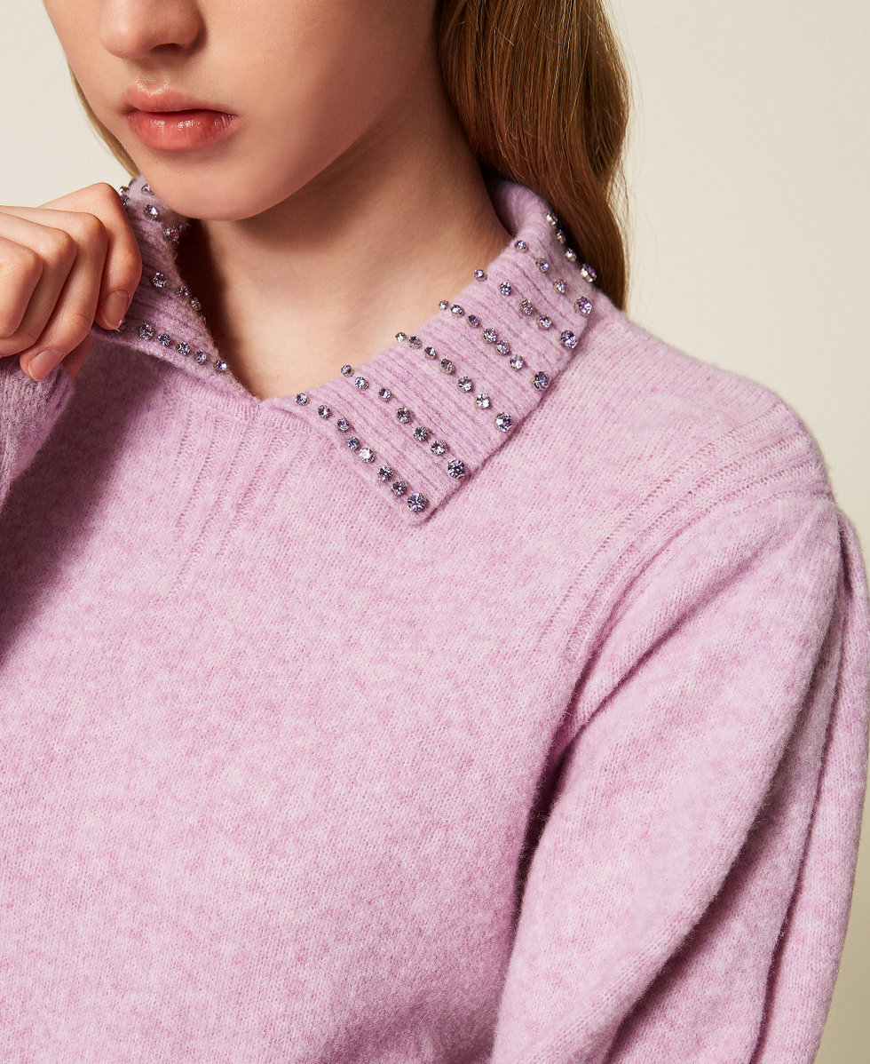 Pull polo en fil recycl&eacute; Violet &laquo;&nbsp;Fair Orchid&nbsp;&raquo; Femme 252AP3160_12560_04