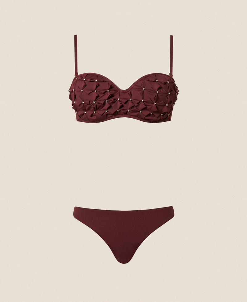 Embroidered bandeau bikini top and briefs "Wine tasting" Purple Woman 261LBMB11_05609_S0