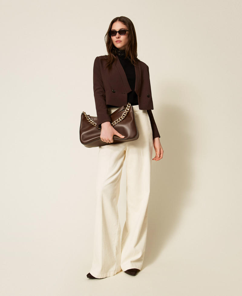 Double breasted crêpe jacket Black Chocolate Woman 252TT2380_11054_T0