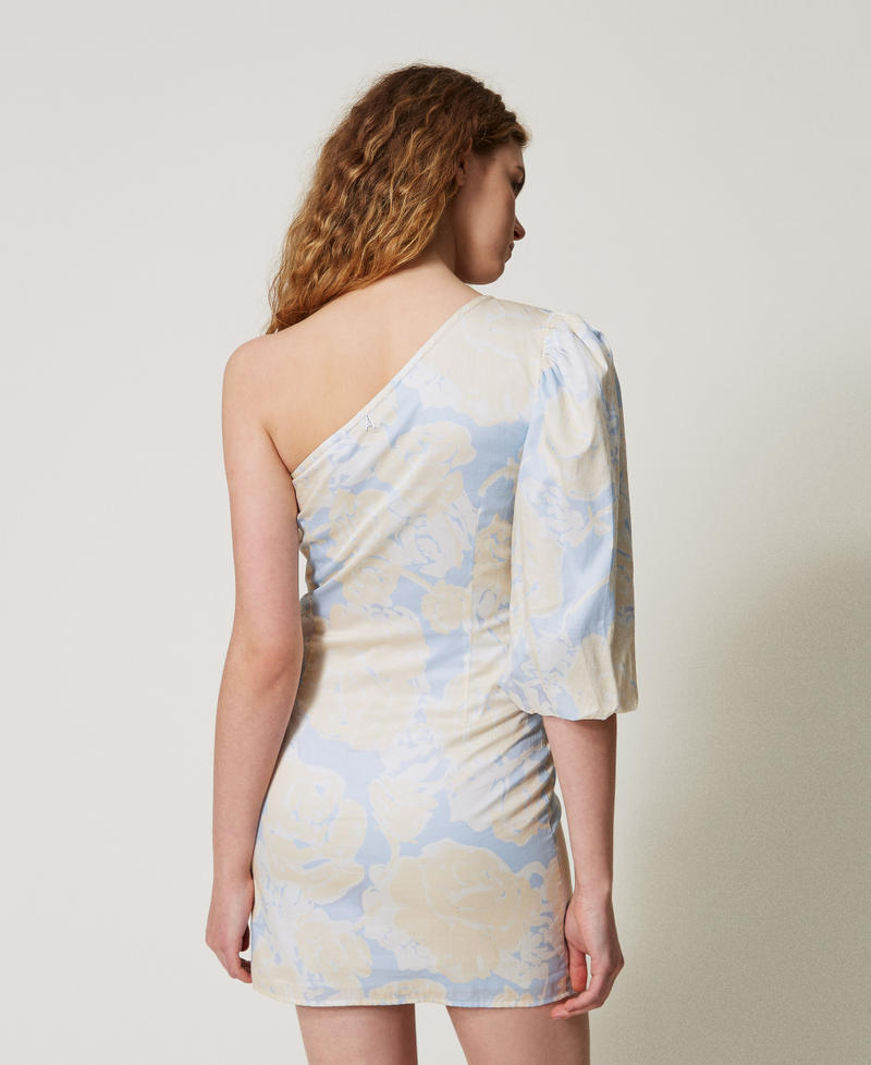 Kurzes One-Shoulder-Kleid mit Schleife "Blue Tear Roses"-Azur Frau 251AX2034_12435_02