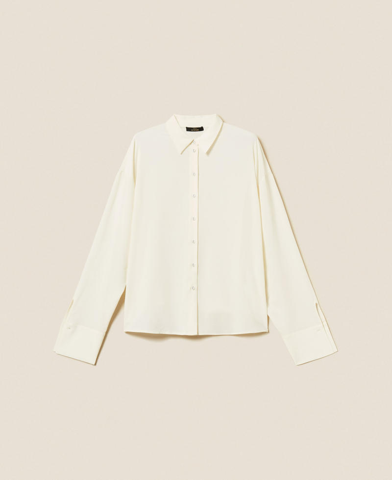 Oversized recycled crêpe de Chine shirt White Snow Woman 252AP2142_00282_S0