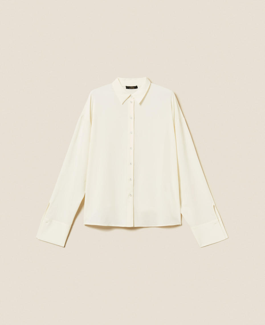 Oversized recycled crêpe de Chine shirt White Snow Woman 252AP2142_00282_S0