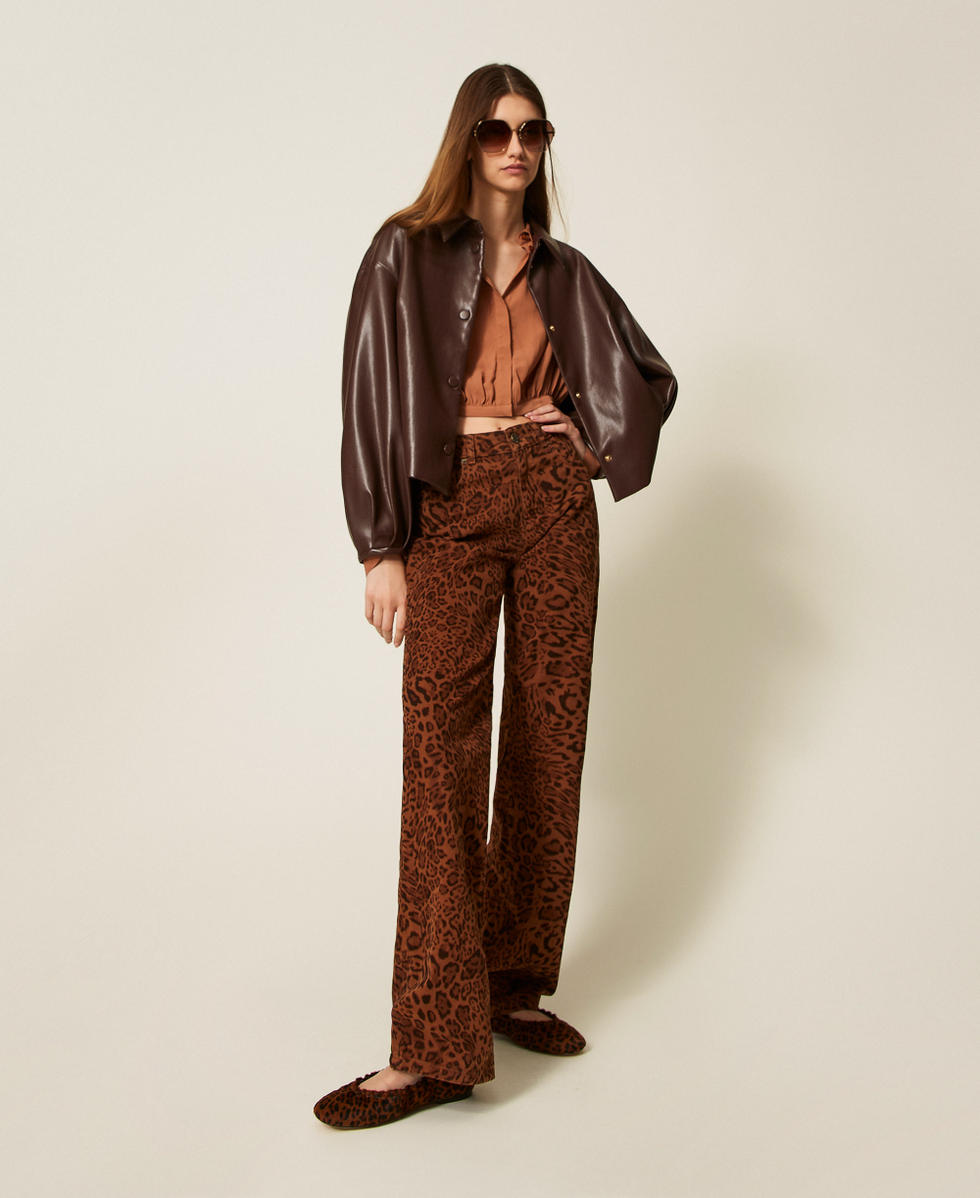 Camicia cropped con arricciature Marrone "Land" Donna 252TP2290_12605_T0