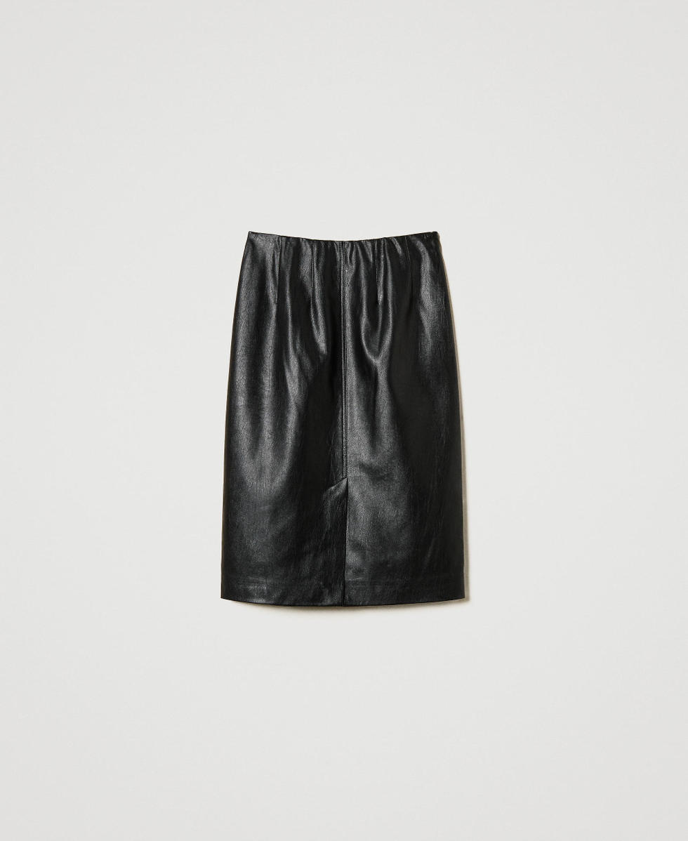 Faux leather midi skirt Black Woman 251AP2115_00006_S0