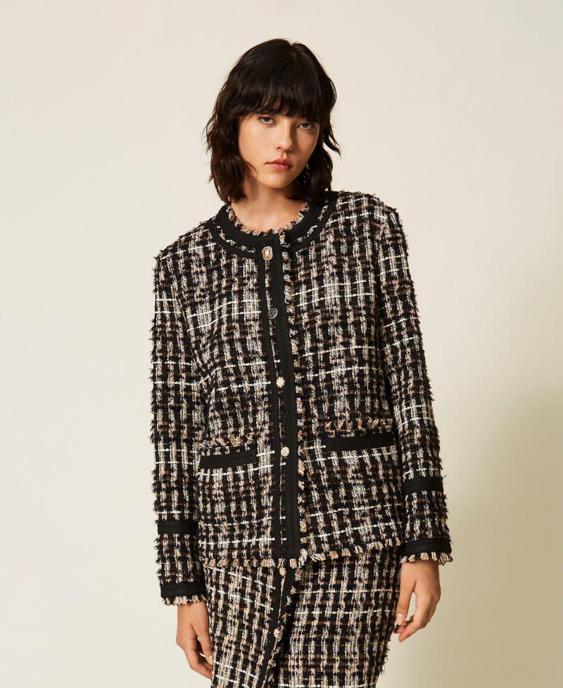 Blouson Myfo en tissu boucl&eacute; avec boutons bijoux
