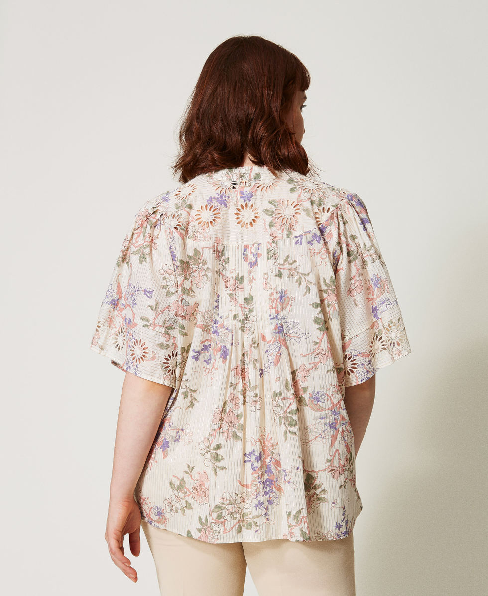 Muslin blouse with embroidery Multicolour/Lurex Floral Print Woman 251TT2156_12494_03