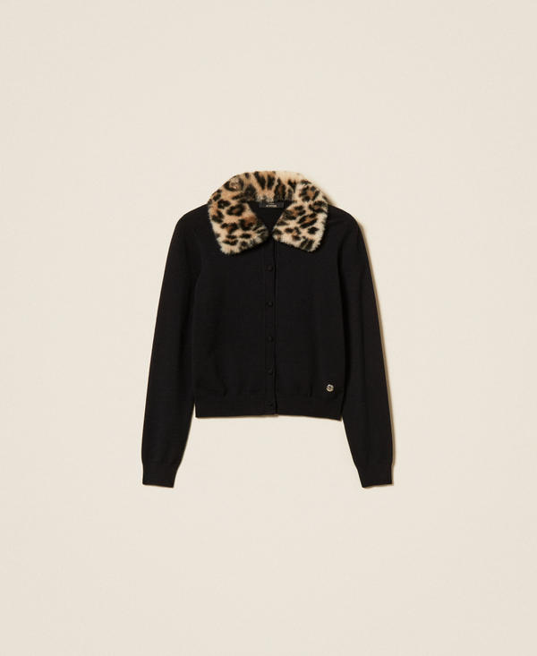 Giacca con colletto in faux fur e maglia