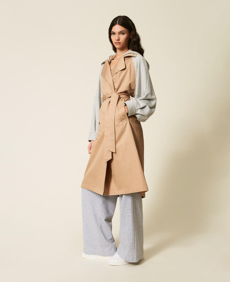 Trench en gabardine et molleton Bicolore Incense/Gris Chin&eacute; Clair Femme 261LL2JBB_13300_02