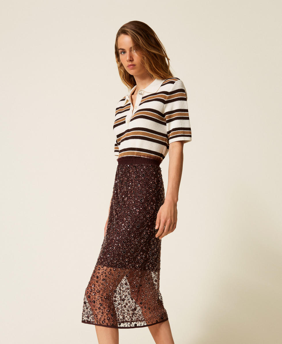 Gonna longuette in tulle con paillettes Hot Chocolate Donna 252AP2270_12562_02