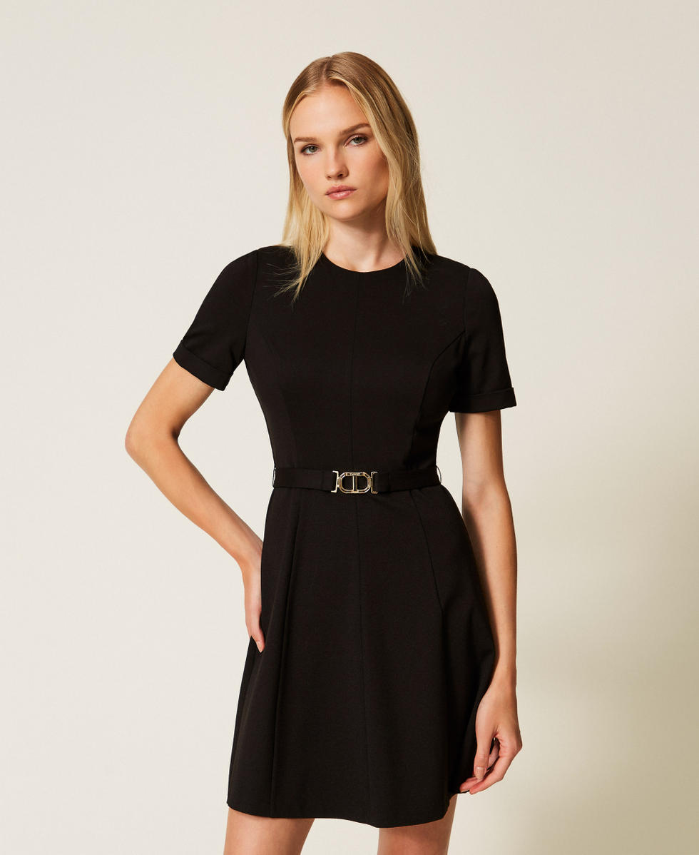 Short dress with Oval T buckle Black Woman 252TP2607_00006_02