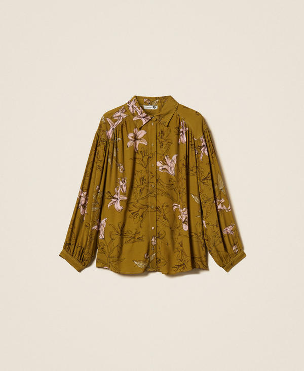 Camicia in cr&ecirc;pe de Chine a fiori