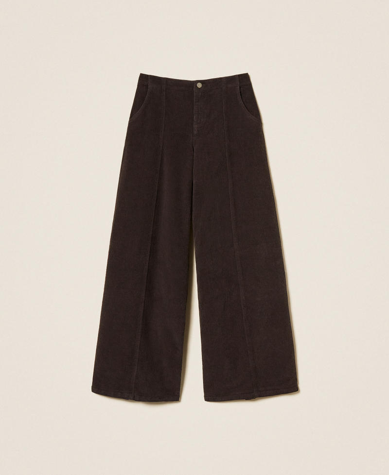Wide corduroy trousers Black Chocolate Woman 252TT2180_11054_S0
