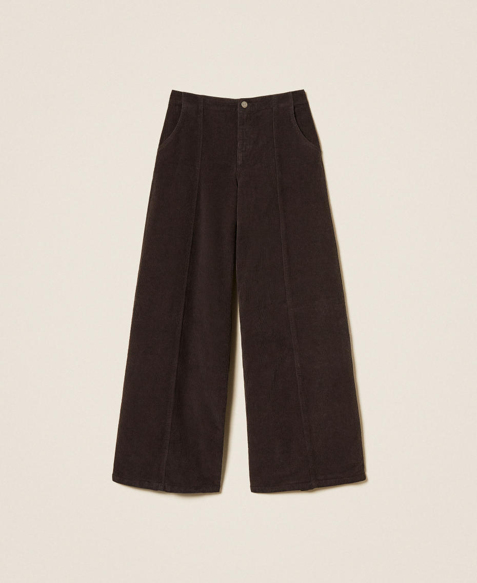 Wide corduroy trousers Black Chocolate Woman 252TT2180_11054_S0