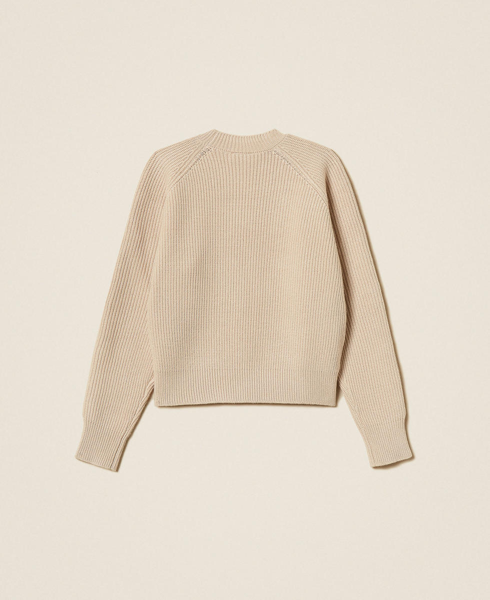Pull c&ocirc;tel&eacute; avec boutons Oval T Beige &laquo;&nbsp;Biscuit&nbsp;&raquo; Fille 252GJ3061_10884_S1