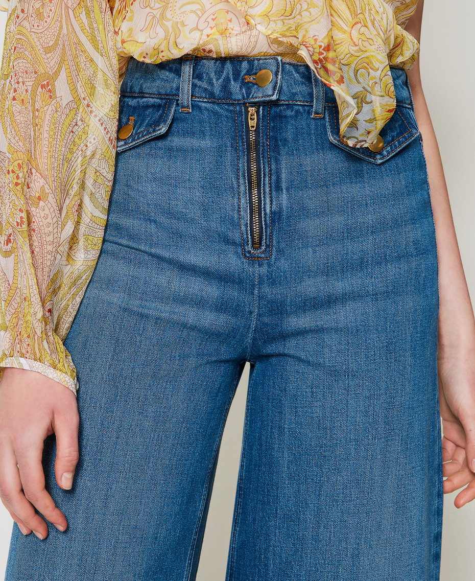 'Capraia' wide-leg jeans with contrasting hem
