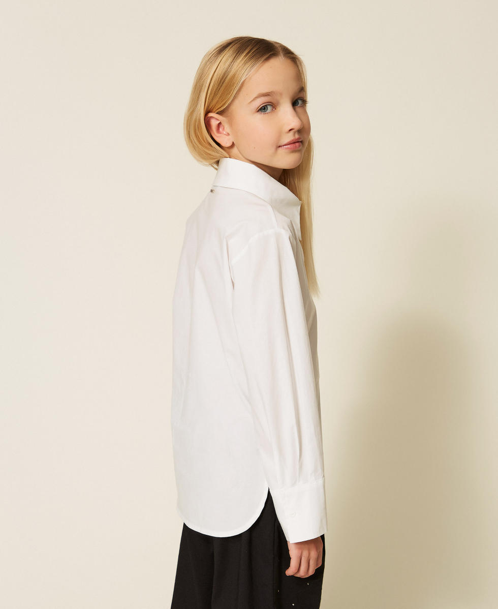 Camicia in popeline con borchie Off White Bambina 261GJ2018_00526_03