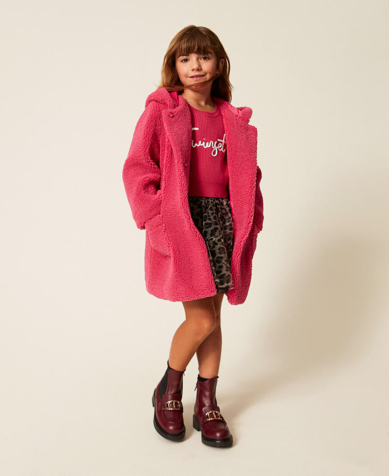 Manteau pour fille en peluche avec nœuds Rose Candy Rose Fille 252GB2100_00338_T0