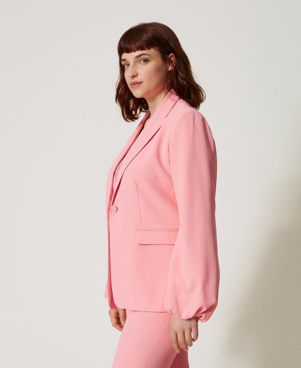 Cr&ecirc;pe jacket with gathered sleeves Peach Woman 251TP2320_12142_02