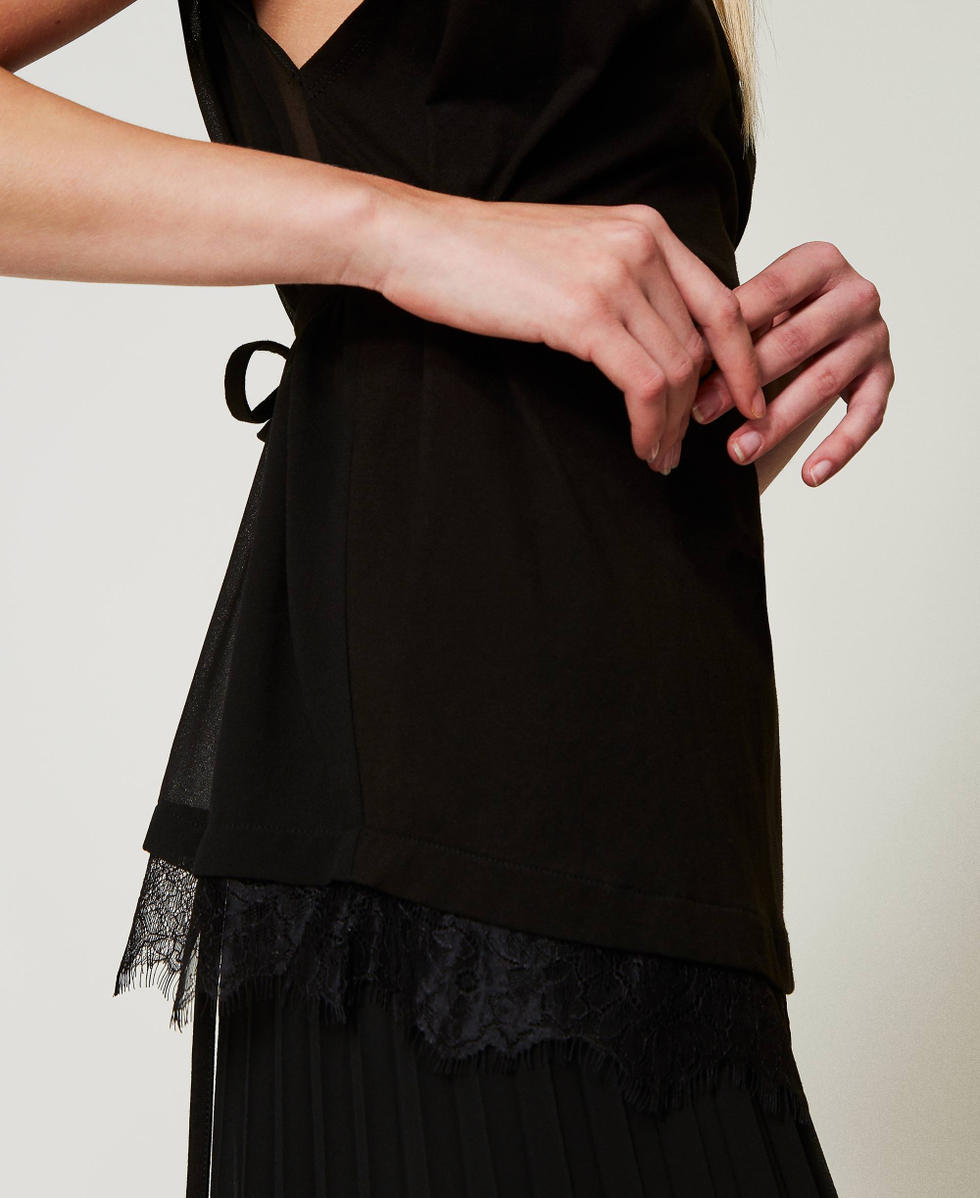 Top avec dentelle et plis Noir Femme 251TP2781_00006_04