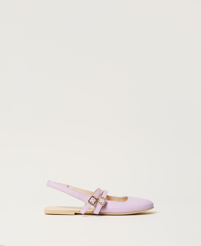 Slingback-Ballerina aus Leder Pastel Violet Mädchen 251GCJ028_11862_01