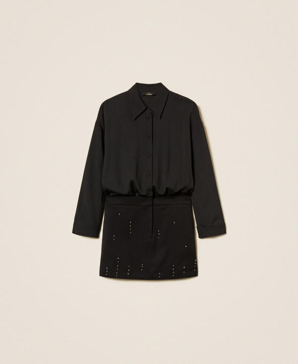 Short dress with hand embroidery