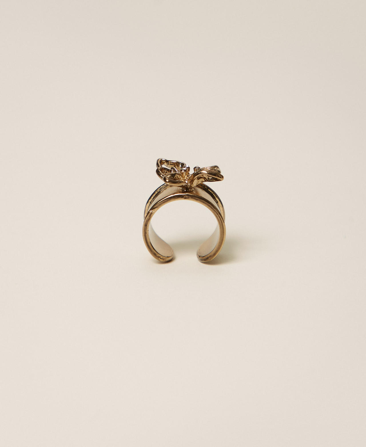 Ring with flower and rhinestones Old Gold Woman 261TA4020_12616_02