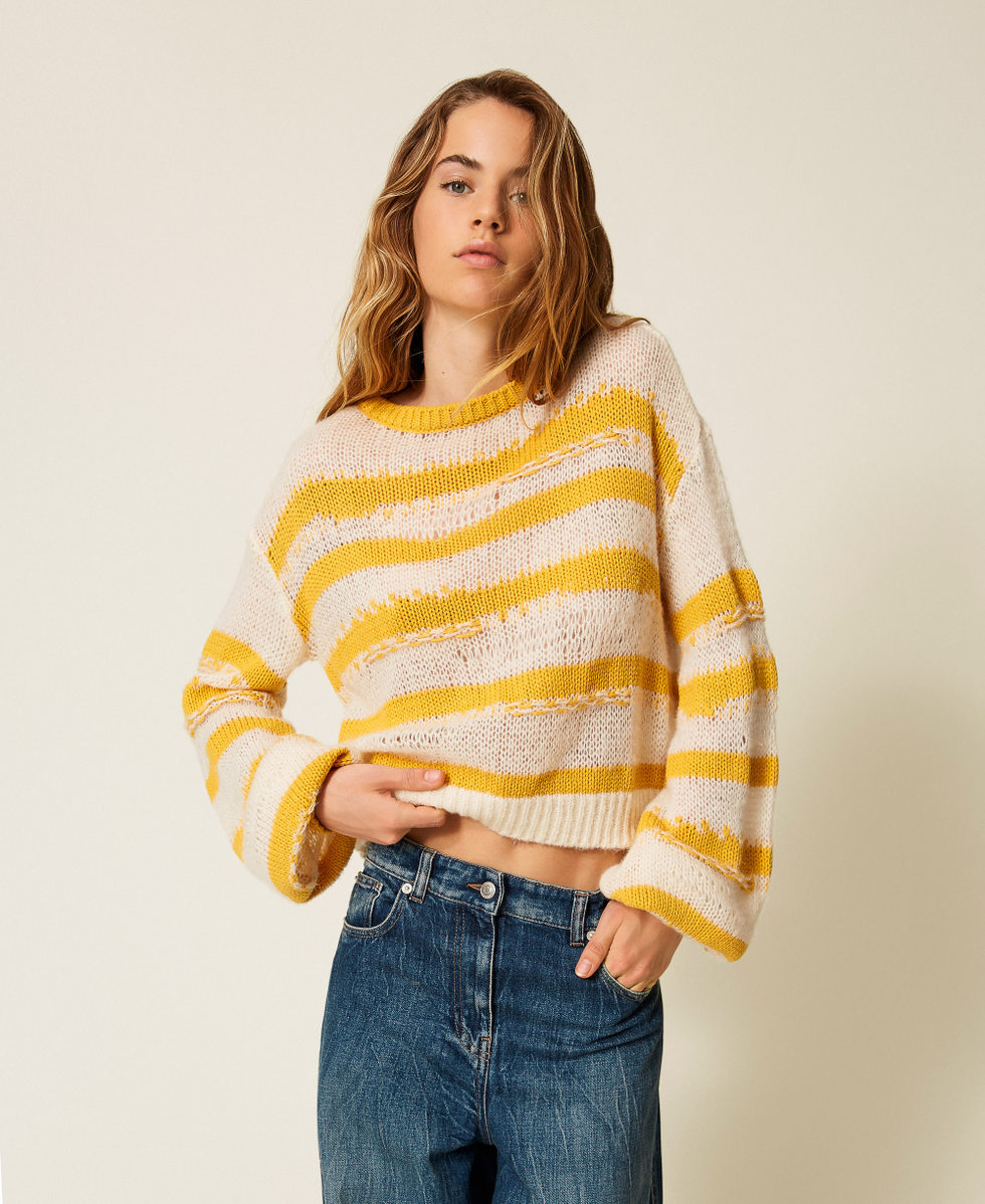 Striped top Two tone Fruit Mango/Snow White Woman 252AP3181_12706_01