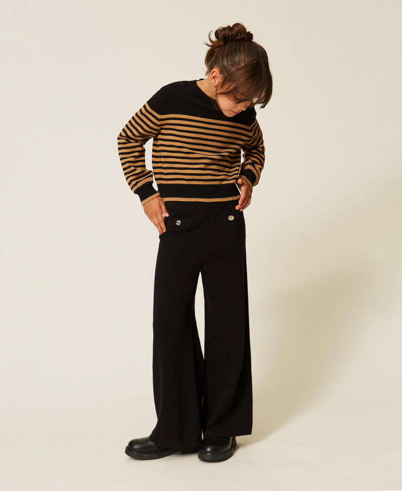 Strickhose mit Kn&ouml;pfen Schwarz M&auml;dchen 262GJ3033_00006_01
