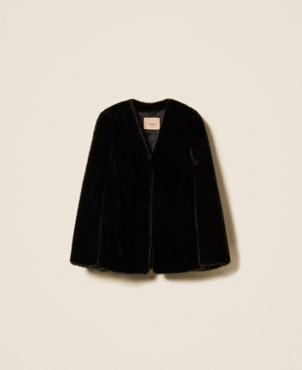 Faux fur cape jacket