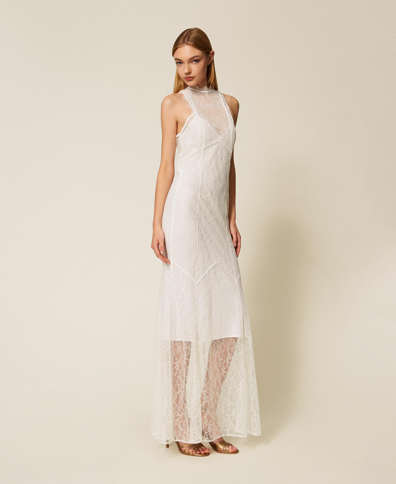 Long halter lace dress White Snow Woman 252TT2263_00282_02
