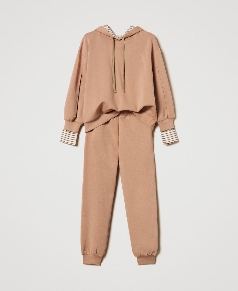 Sweatshirt und Joggers aus Scuba Zweifarbig Brown Box / White und Brown gestreift Frau 251LL2VEE_12248_S0