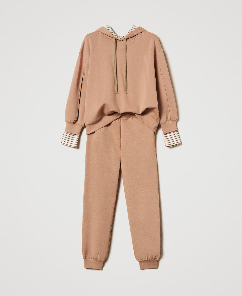Sweatshirt und Joggers aus Scuba Zweifarbig Brown Box / White und Brown gestreift Frau 251LL2VEE_12248_S0