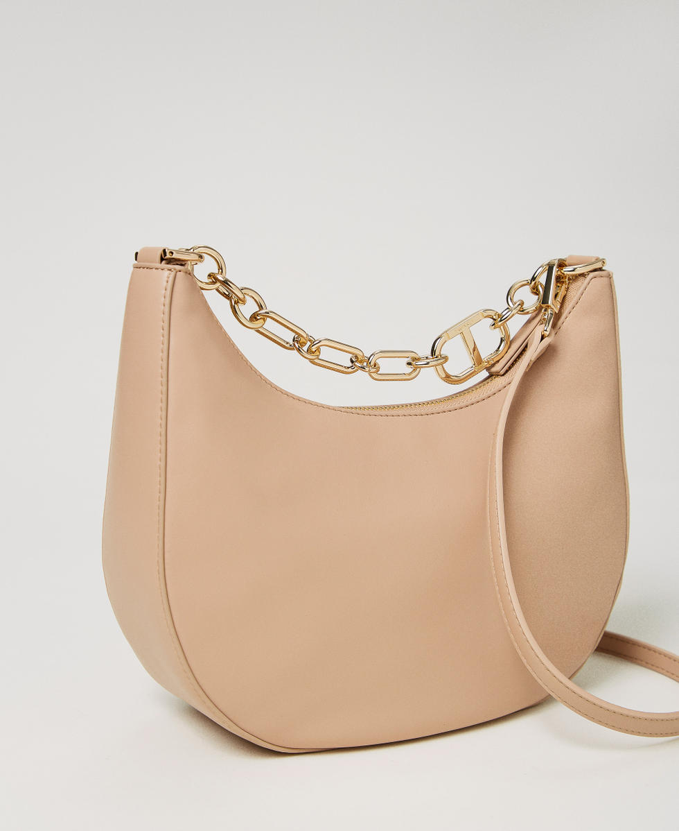 &lsquo;Croissant&rsquo; bag with Oval T chain Rope Beige Woman 251TB7342_12145_03