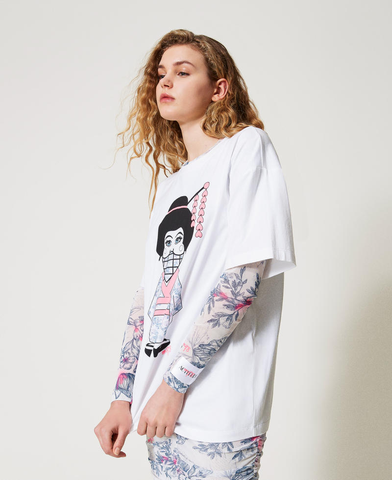 MYFO T-Shirt im Oversize-Fit Papers / Bandit Geisha-Print Frau 251AQ2052_12444_02
