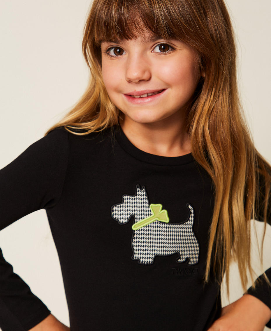 T-shirt baby con stampa pied-de-poule Nero Bambina 252GB2070_00006_PD