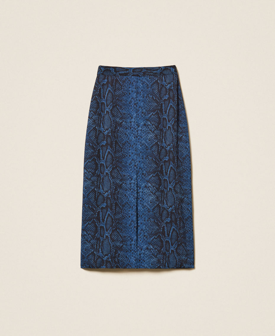 Jupe mi-longue en cr&ecirc;pe avec imprim&eacute; python Imprim&eacute; Python Bleu Violet/Noir Femme 262TT2590_14140_S0