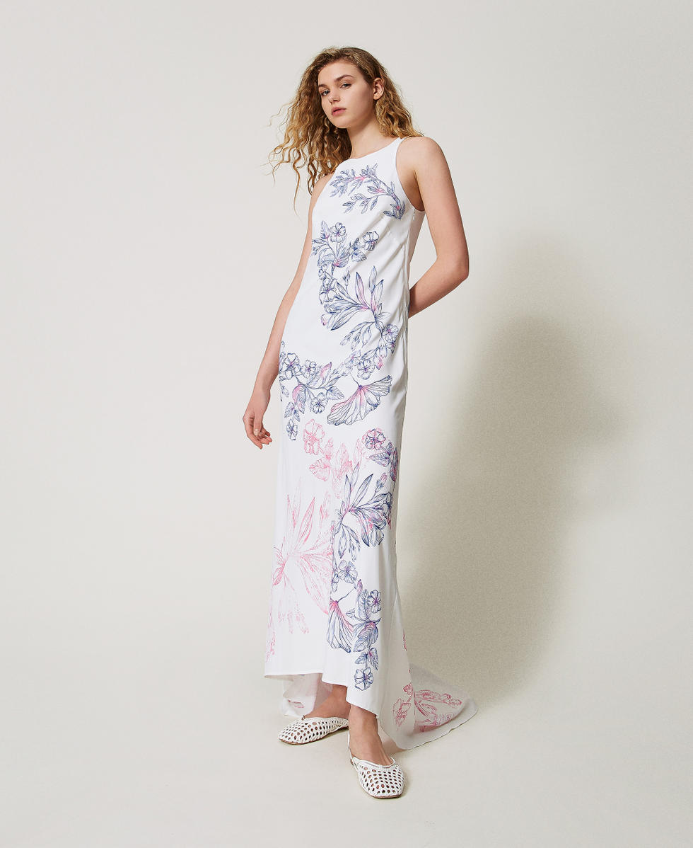 Robe longue MYFO en cr&ecirc;pe de Chine Sp&eacute;cial Fleurs Femme 251AQ2131_12503_01