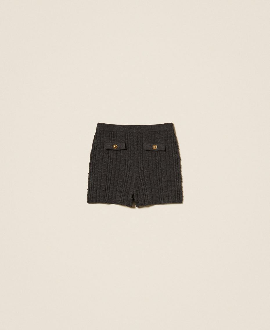Knit shorts with metal buttons Dark Grey Melange Woman 262TP3104_12839_S0