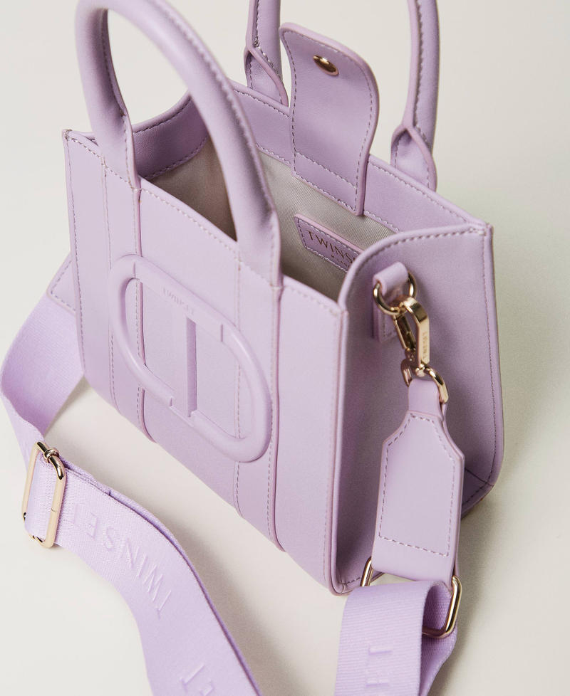 Faux leather shoulder bag with Oval T Pastel Violet Girl 251GJ8013_11862_04