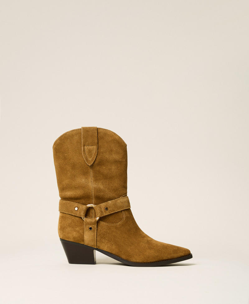 Cowboy-Stiefelette aus Veloursleder &bdquo;Oak&ldquo;-Beige Frau 262TCP126_05065_01
