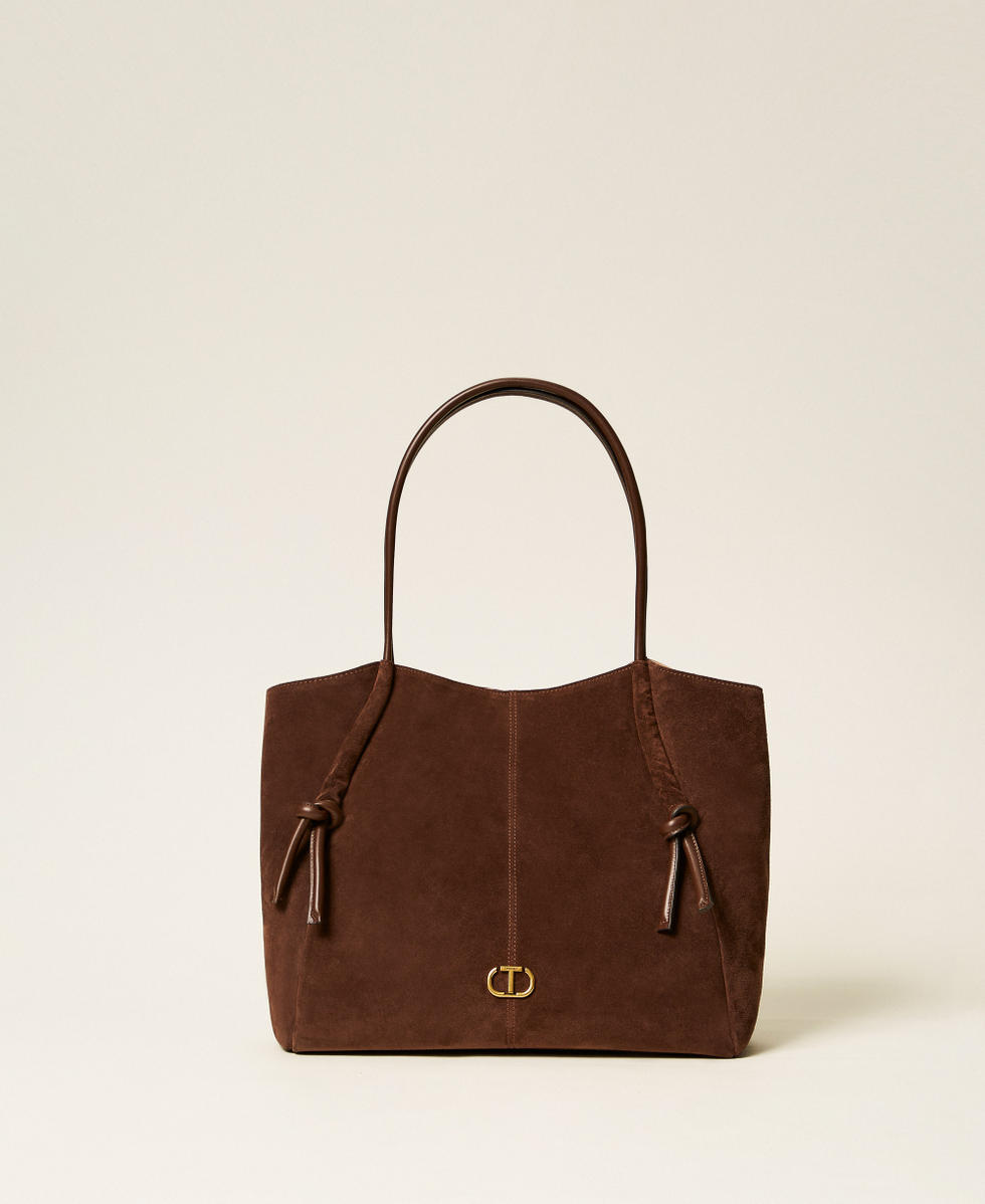 Cabas en cuir velours avec nœuds