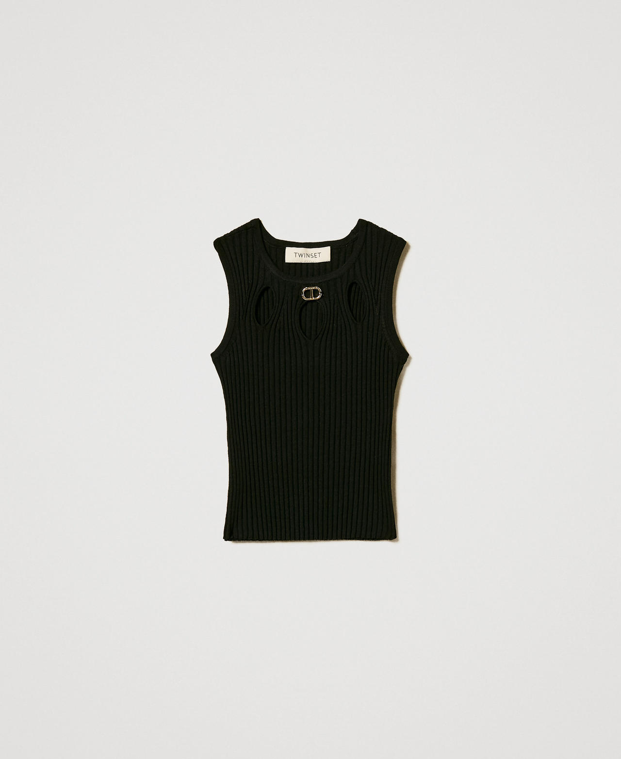 Rib knit top with cut-out Black Girl 251GJ3413_00006_0S