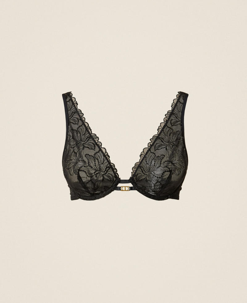 Underwired bra with floral embroidery Black Woman 252LL6E55_00006_S0