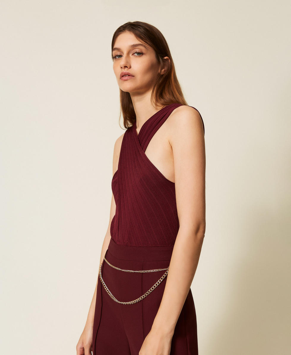 Body in maglia con incrocio Winetasting Chiaro Donna 252TP3161_12367_03
