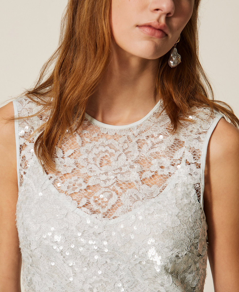 Robe courte en dentelle avec sequins Bleu &laquo;&nbsp;Aqua&nbsp;&raquo; Femme 261TP2631_13162_04